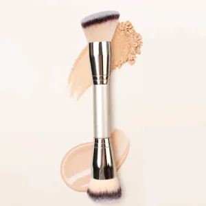 Double Head Foundation Makeup Brush Round Beveled Professional Cosmetic Brush for Liquid Powder Blush