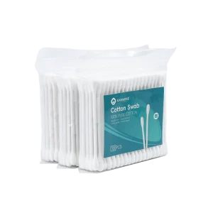 Double Round Tip Cotton Bud 100pcs pp Stick Cotton Swab with pp Bag
