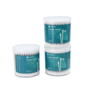 Double Round Tip Cotton Swab 200pcs Wooden Stick Cotton Bud with pp Box