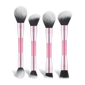 Double Sided 4PCS Kabuki Makeup Brushes Private Label Vegan Synthetic Cosmetics Blending Makeup Tools Foundation Powder Brushes