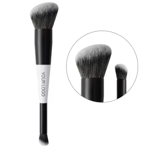 Double Sided Makeup Brush Set with PU Leather Case Premium Synthetic Bristles Black and White Handle Professional Makeup Tools