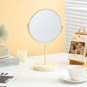 Double Sided Round High Definition Freestanding Desktop Makeup Mirror for Home and Student Dorms