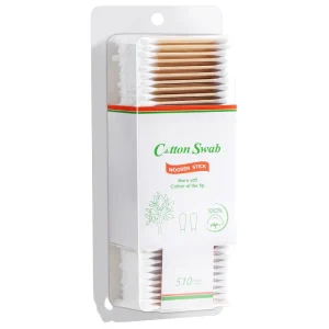 Double Tipped Pure Cotton Wooden 500pcs Bamboo Cotton Buds Sticks