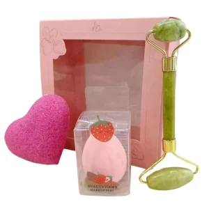Double-heads Jade Massage Roller Facial Makeup Beauty Egg Skin friendly Konjac Sponges Best Gift for Women