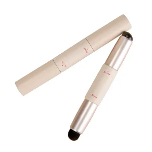 Dual Ended Silicone Lip Brush Wood Handle Vegan and Cruelty Free Synthetic Hair No Shedding Portable with Caps for Gift