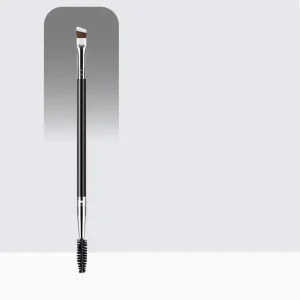 Dual Head Angled Eyebrow Brush with Wood Handle Nylon Bristles Mascara Wands Spoolie for Eyebrows and Shaving Brush
