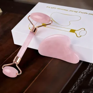 Dual Head Face Massager Natural Jade Rose Quartz Gua Sha Tool Jade Roller Facial Lifting Stick Beauty Massage Tool Can Custom