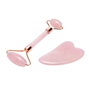 Dual Head Rose Quartz Gua Sha Jade Roller Facial Massager Face Lift Beauty Tool Natural Stone Slimming