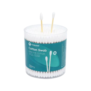 Ear Clean Pointed Round Tip Cotton Swab 200pcs Bamboo Stick Cotton Bud with pp Box