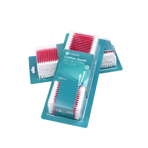 Ear Cleaning Cotton Swab 500pcs Red Paper Stick Cotton Bud with Blister Card Packed