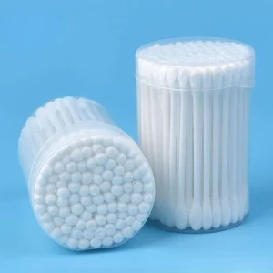 Eastcare EA15105 Long Thin White Cotton Buds Double Round Head ISO Certified Disposable Travel Case
