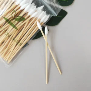 Eco Friendly 15cm Professional Breathable Double Head Cotton Swab Q Tips 100pcs Reusable OEM Wooden Bamboo Stick Buds