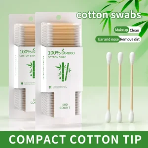 Eco-Friendly Bamboo Cotton Swabs 100% Biodegradable Natural Bamboo Sticks Double-Headed Makeup Cleaning