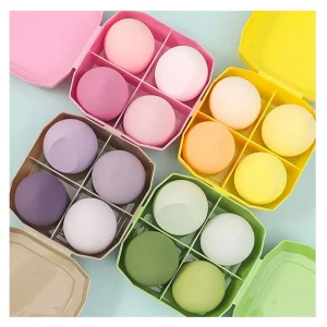 Eco Friendly Custom Beauty 4 Pcs Makeup Sponge with Storage case Blender Puff Sponge Set Non Latex Free Makeup Sponge