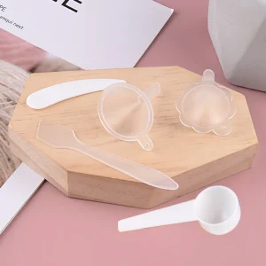Eco Friendly Disposable White Mask Spatula PP Cosmetic Skincare Tools Disc Cap Facial Spoon