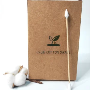 Eco Friendly Personal Natural Double Heads Reusable Professional Cleaning Cotton Swab Bamboo & Wood Stick Cotton Bud