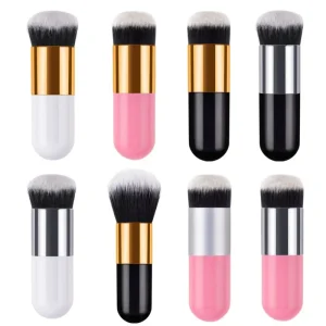 Eco Friendly Professional Single Small Fat Pier Wood Handle Synthetic Hair Makeup Brush Set White Gold Brush Face Shaving Brush