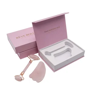 Eco Friendly Recyclable Luxury Guasha Jade Roller Packaging Box with UV Coating & Embossing Custom Magnetic Rigid Paper Board