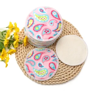 Eco Friendly Reusable Breast Pads Ultra Soft Bamboo Fiber High Absorbency Leak Proof Nursing Pads Washable for Moms