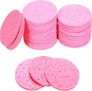 Eco Friendly Reusable Pink Facial Cellulose Sponge Wood Pulp Spa Use Scouring Pads Removing Sponges