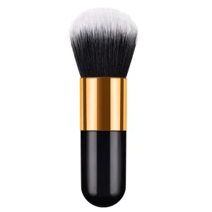Eco-Friendly Single Small Fat Pier Makeup Brush White Gold Black Gold Foldable Mini Loose Powder Brush
