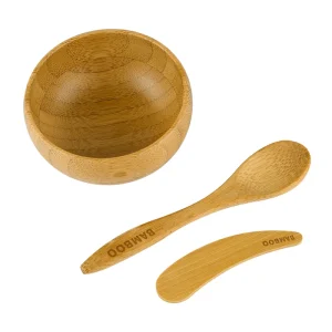 Eco friendly Cosmetic Natural Bamboo Bowls and Bamboo Mask Applicators Spoon