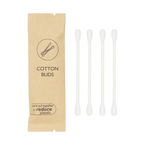 Eco friendly Disposable Cotton Swabs 4pcs Paper Sticks Kraft Paper Sachet for Travel Hotel Use