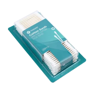 Eco friendly Providing Soft Tips Cotton Swab 300pcs Paper Stick Cotton Bud with Blister Card Packed