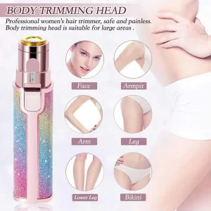 Electric Eyebrow Trimmer with LED Eyebrow Hair Remover 2 in 1 USB Rechargeable Painless Hair Remover Tool for Eyebrow Nose Face