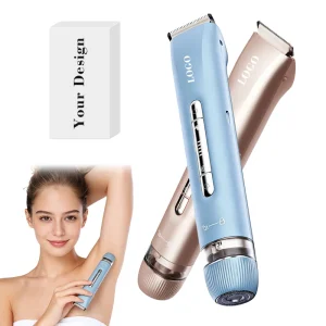 Electric Razor Painless Hair Remover Rechargeable 2 in 1 Built in LED Light Eyebrow Trimmer & Facial Hair Removal for Women