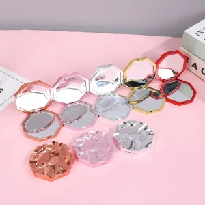 Electroplated Folding Double sided Portable Cosmetic Mirror Small Travel Size Makeup Mirror