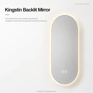 Elegant Oval LED Backlit Bathroom Mirror Frameless Vanity Smart Mirror with Time & Logo Customization 1 On 1 Service