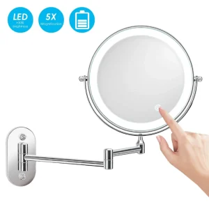 Espejo Led Cordless Dual Sides Hotel Bathroom Lighted Vanity Makeup Mirror