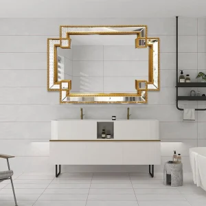 Evelyn Premium Vanity Makeup Mirror Elegant Cream White Bedroom Dressing Table Hanging Polyurethane Framed Decorative PU Mirror