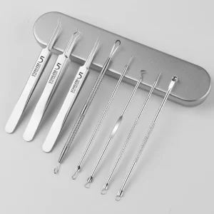 Extrude Acne Blackhead Removal Stainless Steel Silver 8pcs set Blackhead Skin Remover Tool Kit