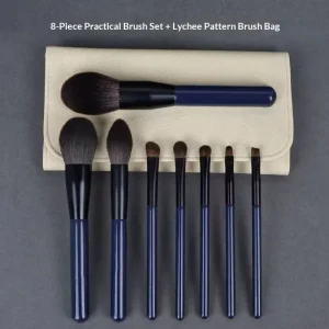 Eye Shadow Face Foundation Practical 4 Color 8 Piece Synthetic Fibre Makeup Brush Set Eco friendly Plastic Handle Lychee Brush