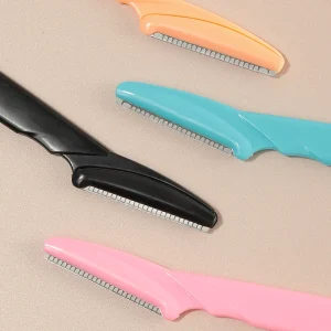 Eyebrow Razor for Women and Men Stainless Steel Plastic Slanted Blade Pink Facial Hair Removal Dermaplane
