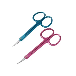Eyebrow Scissors Cuticle Beauty Scissors with Sharp Blade Tip Colour Painted Aluminium Handle and Curved Blade