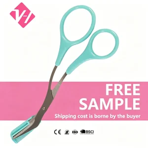 Eyebrow Scissors with Comb Stainless Steel Brow Trimming Shears Professional Makeup Grooming Beauty Tool