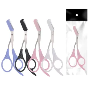 Eyebrow Trimmer Scissor with Comb Female Male Eyebrow Eyelash Scissors Safety Stainless Steel Face Razor Makeup Beauty Scissors