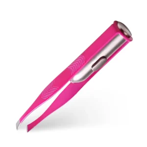 Eyebrow Trimmer with LED Light Diagonal Tweezers Pluck Beard Stainless Steel Eyebrow Trimmer with False Eyelash Curler
