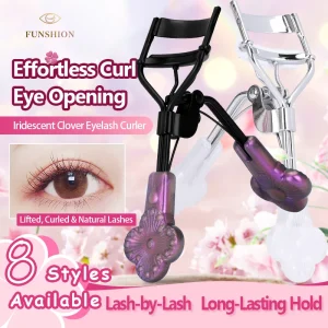 Eyelash Curler Built in Comb Clover Comfort Grip Makeup Tool Rose Gold