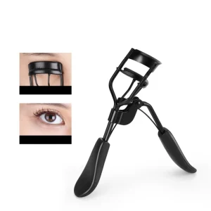 FLYHIGH Stainless Steel Wide Angle Eyelash Curler with Rubber Pad Black & Pink Makeup Tools for Eye Beauty