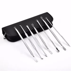 Face Acne Needle Stainless Steel 7pcs Blackhead Remover Tool Kit With PU Bag