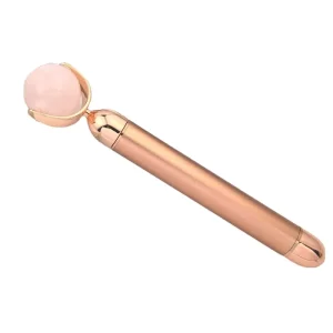 Face Lifting Beauty Makeup Tool Mini Jade Roller with Zinc Alloy Frame Gold Stick Rose Gold Powder Stone Body Neck