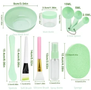 Face Mask Mixing Bowl Set DIY Facemask Mixing Tool Kit with Facial Mask Bowl Stick Spatula Silicone Brush Spray Bottle