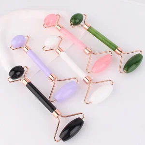 Face Massage Jade Roller Guasha Set Resin Plastic Non Natural Stone Facial Massager Roller for Woman Skin Care Tool
