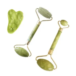 Face Scraping Massage Rolling Tool Resin De Puffing Face Roller Anti Aging Facial Resin Roller Gua Sha Set