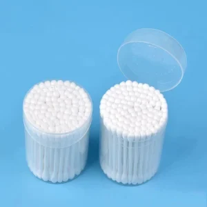 Facial Exfoliating Medical Cotton Swabs with Portable Safe Container Double Headed Sterile Eco friendly Plastic Cotton Buds