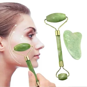 Facial Firming Face Anti aging Puffy Eyes Massager Neck Anti Wrinkle Natural Jade Roller for Guasha Skin Scraper Facial Set